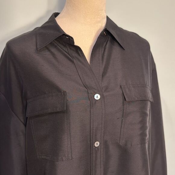 Vintage Robbie Bee Silk black blouse Size M - Picture 4 of 4